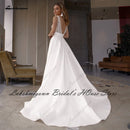 Lakshmigown Robe Satin Boho Wedding Dress 2022 Vestidos V neck Sequins Beaded Sexy Bridal  Receipt Wedding Party Gowns Open Back