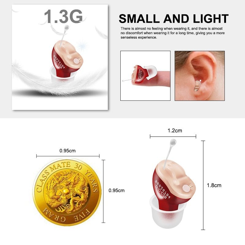 Hearing Aids Audifonos T12 for Deafness/Elderly Adjustable Micro Wireless Mini Size Invisible Hearing Aid Ear Sound Amplifier
