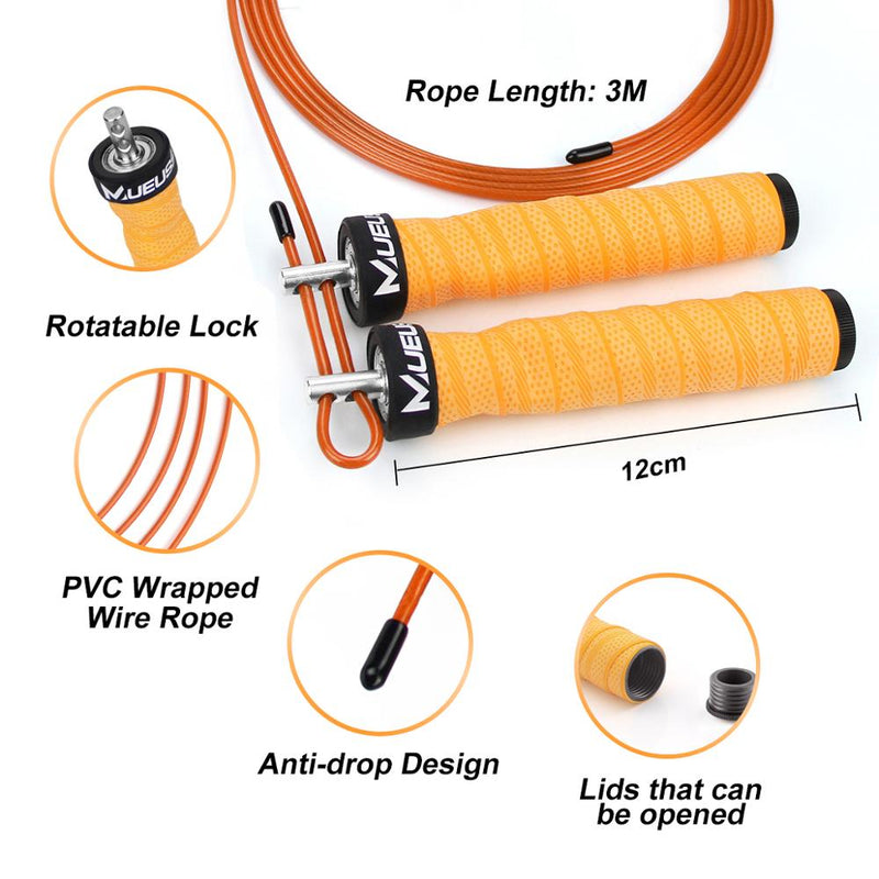 High Speed Jump Rope Professional Adjustable Skipping Rope With Portable Bag Skip Rope Anti-Slip Handle For Double Under Orange