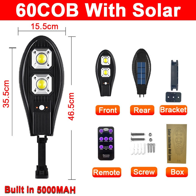 10000Watts Solar Street Light 108COB Induction LED Waterproof Solar Lamp 1000000LM Brightest Light 10000mAH Lantern for Garden