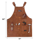High quality wax canvas apron pockets & back cross straps with sturdy work apron for men & Women（brown）
