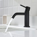 EZANDA Brass Single Handle Bathroom Faucet with Pop-up Sink Drain Assembly & Faucet Supply Lines, Matte Black