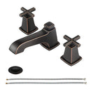 EZANDA Brass 2-Handle Widespread Bathroom Sink Faucet with Metal Pop-up Sink Drain & Supply Lines, Oil Rubbed Bronze