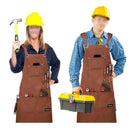 High quality wax canvas apron pockets & back cross straps with sturdy work apron for men & Women（brown）