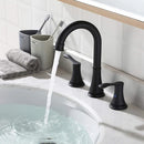 PARLOS 2-Handle 8 inch Widespread Bathroom Faucet with Valve and Pop Up Drain Assembly and cUPC Faucet Supply Hoses, Matte Black, Demeter,1.5GPM