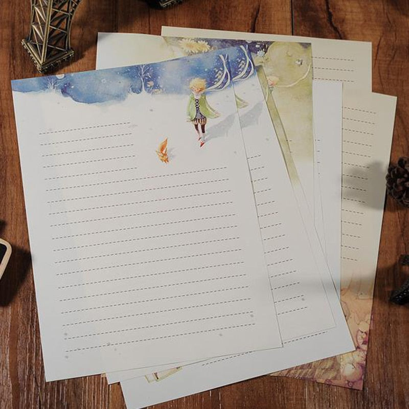 8 Pcs/pack Cute Fairy Tales The Little Prince Story Four Season Plants Flowers Painting Letters Paper Writing Letters Stationery