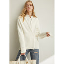 Amii, abrigo de lana tejido con cinta de pino de primavera para mujer, nuevo suéter de cuello en v con cinturón de manga completa sólida, 11940411