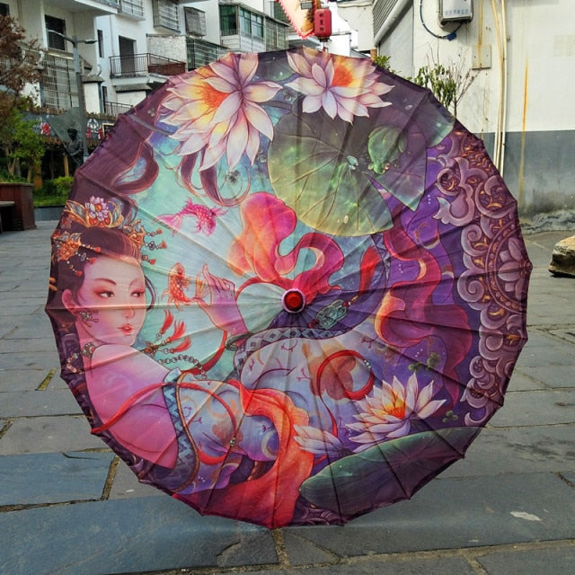 Silk Women Umbrella Japanese Cherry Blossoms Silk  Ancient Dance Umbrella Decorative Umbrella Chinese Style Oil Paper Umbrella