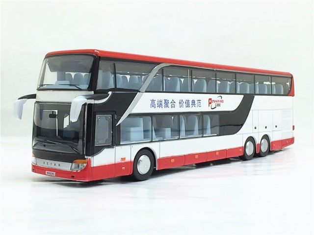 Verkauf Hochwertiges 1:32-Legierungs-Pull-Back-Busmodell, hochnachgemachter Doppel-Sightseeing-Bus, Flash-Spielzeugfahrzeug, kostenloser Versand