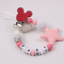 Personalisieren Sie Namen Mauskopf Schnullerclip Schnullerclips Baby Silikon Schnullerhalter Kette Baby Attache Sucette Geschenk