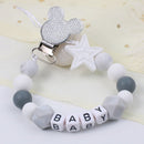 Personalisieren Sie Namen Mauskopf Schnullerclip Schnullerclips Baby Silikon Schnullerhalter Kette Baby Attache Sucette Geschenk