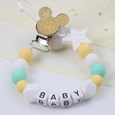 Personalisieren Sie Namen Mauskopf Schnullerclip Schnullerclips Baby Silikon Schnullerhalter Kette Baby Attache Sucette Geschenk