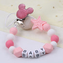 Personalisieren Sie Namen Mauskopf Schnullerclip Schnullerclips Baby Silikon Schnullerhalter Kette Baby Attache Sucette Geschenk