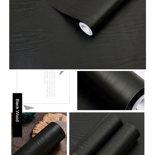 Rollo de papel tapiz autoadhesivo impermeable de PVC para muebles, gabinetes, película decorativa de vinilo, pegatinas de grano de madera para decoración del hogar Diy