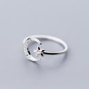 Real 925 Sterling Silver Minimalist Zircon Moon Star Opening Ring For Charming Women Party Fine Jewelry Cute 2019 Gift