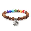 Caliente hombres pulsera cuentas de madera Cruz 7 Chakra curación equilibrio ónix pulseras y brazaletes búho oración Reiki Buda mujer joyería Homme