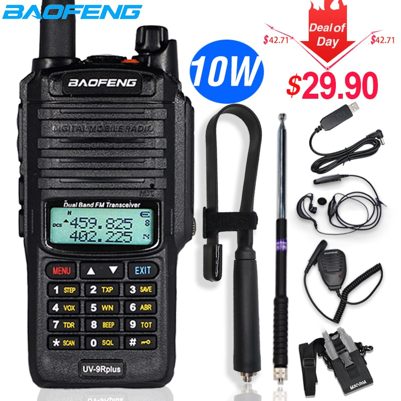 10W Baofeng UV-9R plus Walkie Talkie impermeable de doble banda portátil CB Hunting Ham Radio UV 9R Plus transceptor hf 9R transmisor