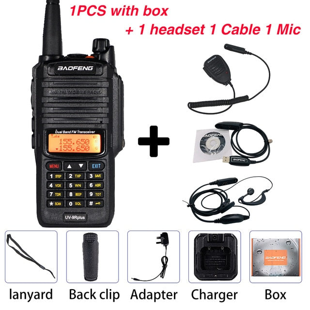 10W Baofeng UV-9R plus Walkie Talkie impermeable de doble banda portátil CB Hunting Ham Radio UV 9R Plus transceptor hf 9R transmisor