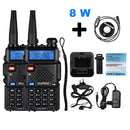 2pcs Real 8W Baofeng uv-5r Walkie Talkie High Power Portable Ham CB Radio uv 5r Dual Band VHF/UHF FM Transceiver Two Way Radio