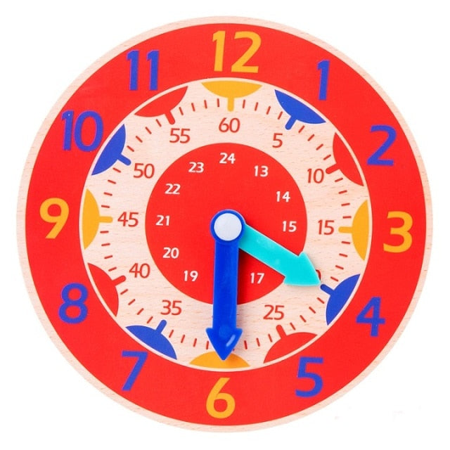 Reloj de madera Montessori para niños, hora, minuto, segundo, cognición, relojes coloridos, juguetes para niños, material didáctico preescolar temprano