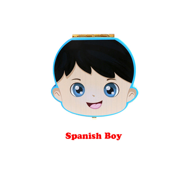 Englisch/Spanisch Holz Baby Tooth Box Organizer Milchzähne Aufbewahrung Nabelschnur Lanugo Save Collect Baby Souvenirs Geschenke