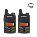 2pcs/lot BAOFENG T1 MINI Two Way Radio BF-T1 Walkie Talkie UHF 400-470mhz 20CH Portable Ham FM CB Radio Handheld Transceiver