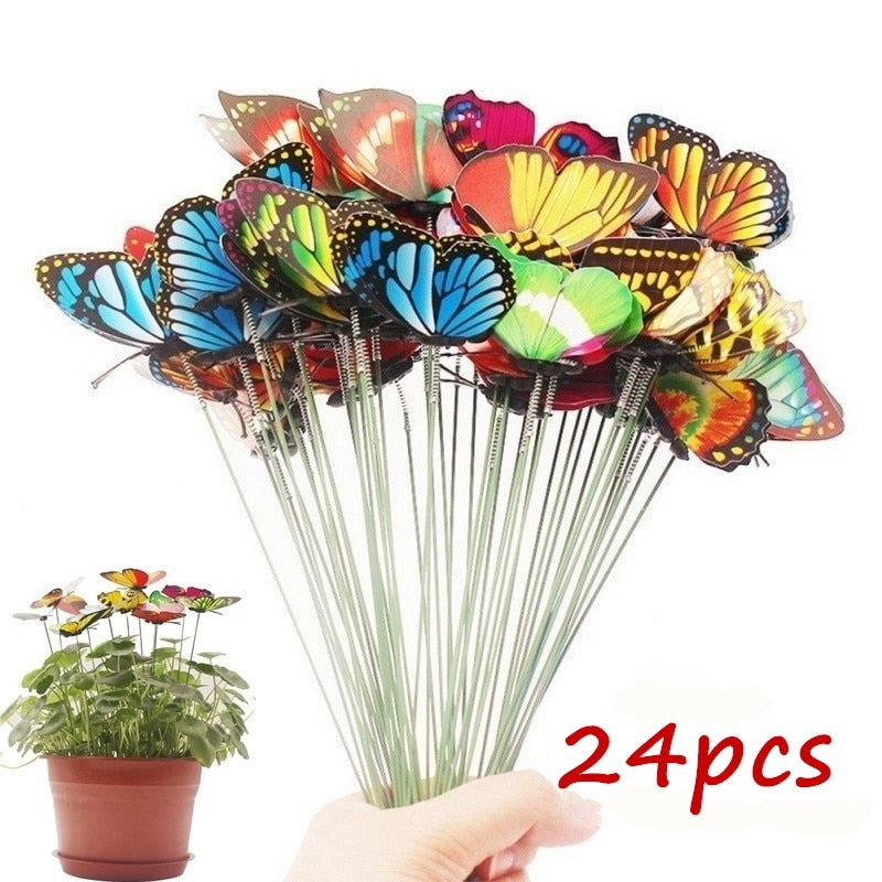 Montón de mariposas jardín maceta colorido caprichoso mariposa estacas decoración al aire libre decoración macetas decoración