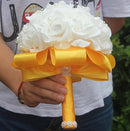 Barato PE Rose Dama de honor Boda Flores de espuma Rose Ramo de novia Cinta Fake Wedding bouquet de noiva Personalizado