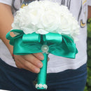 Barato PE Rose Dama de honor Boda Flores de espuma Rose Ramo de novia Cinta Fake Wedding bouquet de noiva Personalizado