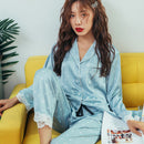 Lisacmvpnel Print Fashion Women Pajama Set Sweet Lace Cuff Trousers Long Sleeve Suit Pyjamas