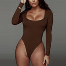 Nadafair Winter Women Bodysuit Long Sleeve 2020 White Bodycon Bodysuit Women Black Body Female For Woman Cutout Fleece Romper