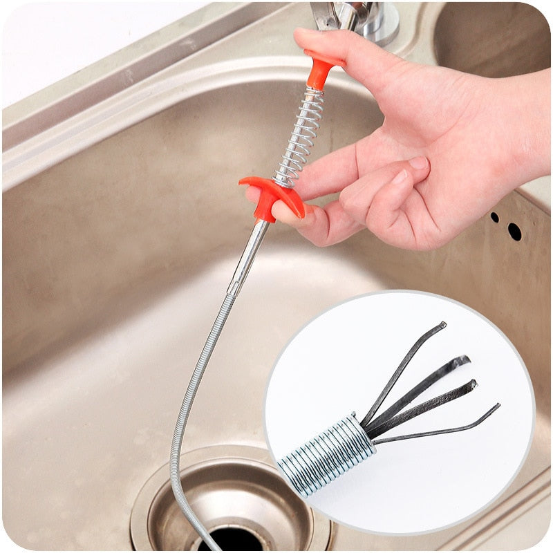 24,4 Zoll Spring Pipe Baggerwerkzeuge, Drain Snake, Drain Cleaner Sticks Clog Remover Cleaning Tools Haushalt für Küchenspüle