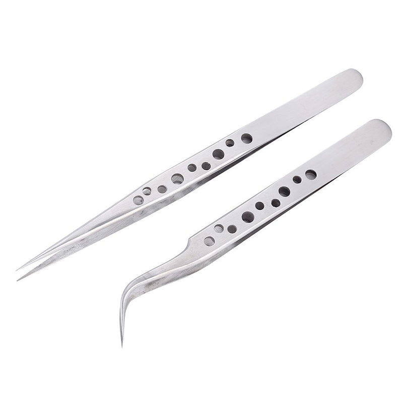 Electronics Industrial Tweezers Anti-static Curved Straight Tip Precision Stainless Forceps Phone Repair Hand Tools Sets