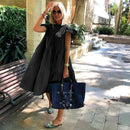 Vestido de mujer de Z-ZOUX, vestidos largos plisados ​​de manga corta, vestido bohemio de moda, vestidos de verano holgados sólidos de talla grande, blanco, negro, nuevo