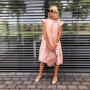 Vestido de mujer de Z-ZOUX, vestidos largos plisados ​​de manga corta, vestido bohemio de moda, vestidos de verano holgados sólidos de talla grande, blanco, negro, nuevo