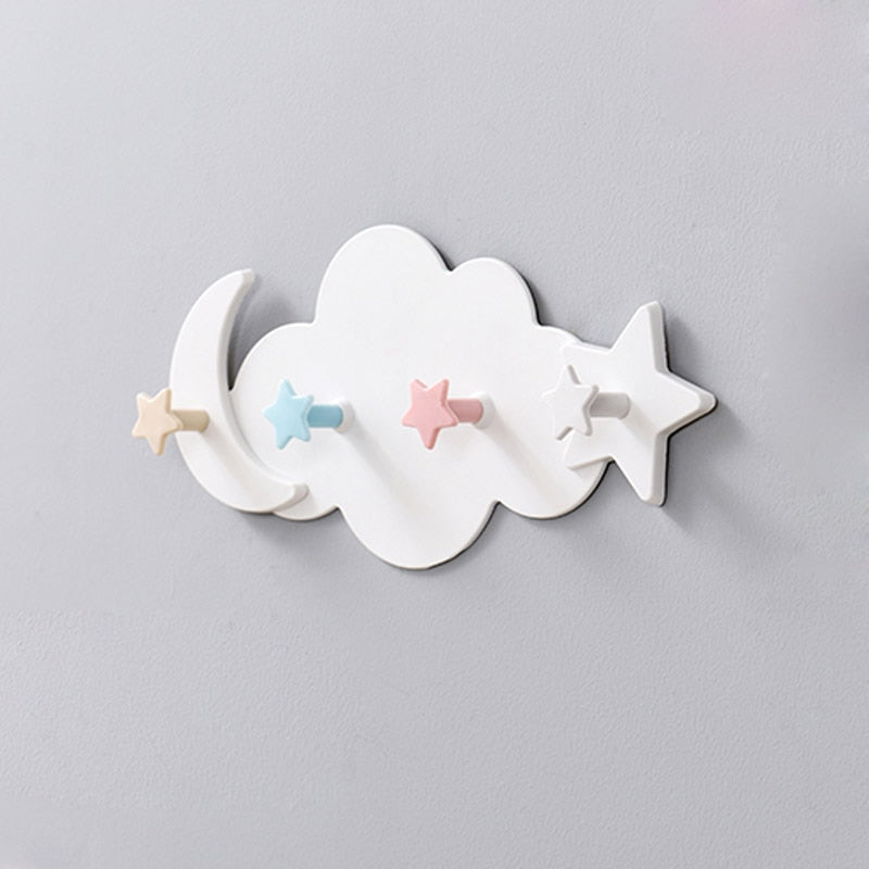 Kreativer niedlicher Stern-Mond-Wolken-Form-nagelfreier Wand-Kleiderhaken-Kinderzimmer-dekorativer Schlüssel-Aufhänger-Aufhänger-Küchen-Aufbewahrungs-Haken