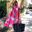 Vestido de mujer de Z-ZOUX, vestidos largos plisados ​​de manga corta, vestido bohemio de moda, vestidos de verano holgados sólidos de talla grande, blanco, negro, nuevo