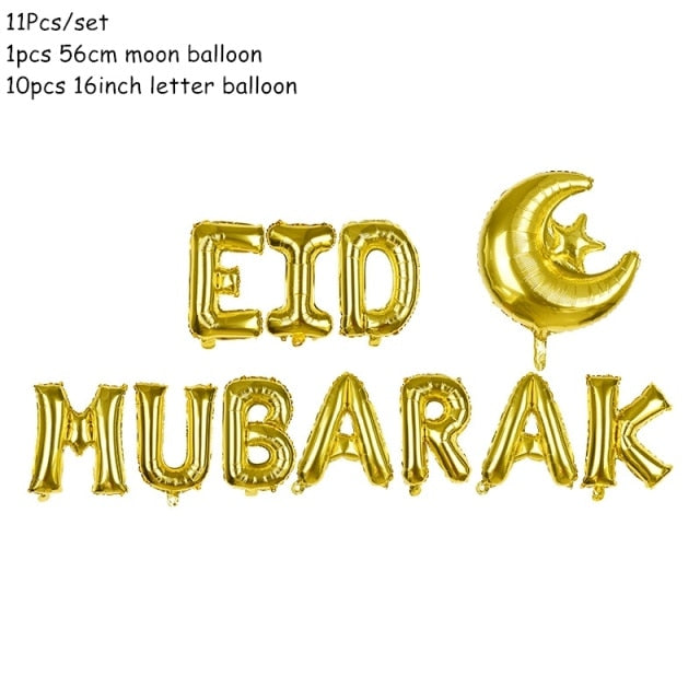 Eid Mubarak Banner Globos Ramadan Kareem Decoración Ramadan Mubarak Musulmán Festival Islámico Fiesta Decoraciones DIY
