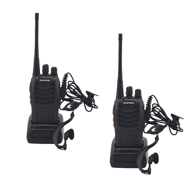 2 unids/lote BF-888S baofeng walkie talkie 888s UHF 400-470MHz 16 canales radio portátil de dos vías con auricular transceptor bf888s