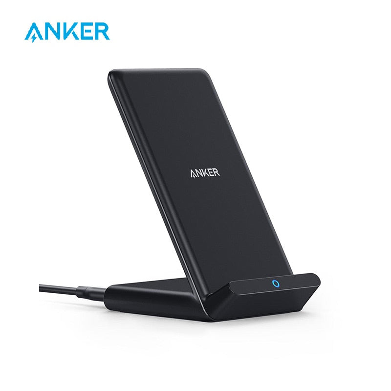 Anker Wireless Charger, 10W Max PowerWave Stand Upgraded, Qi-Certified, 7.5W for iPhone 11, 11 Pro, 11 Pro Max(No AC Adapter)