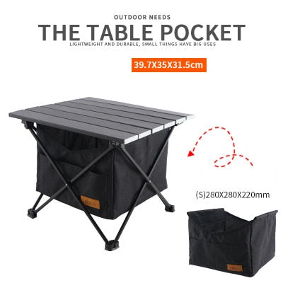 Outdoor Folding Table Storage Basket Picnic Table Storage Hanging Bag Invisible Pocket Waterproof Camping barbecue Table