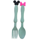 Wheat Straw Baby Dinner Bowl children cartoon tableware set kid dinner plate baby training Bowl spoon fork for dropping opp pack