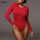 FSDA O Neck Long Sleeve Solid White Sexy Bodysuit Women Black Autumn Winter Body Top Gray Casual Lady Streetwear Bodysuits
