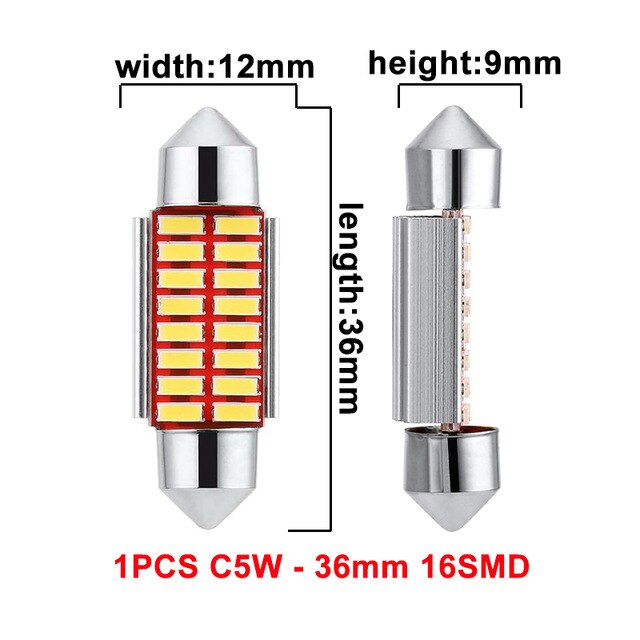 1x C10W C5W LED Canbus Festoon 31mm 36mm 39mm 42mm for car Bulb Interior Reading Light License Plate Lamp White 5000K free error