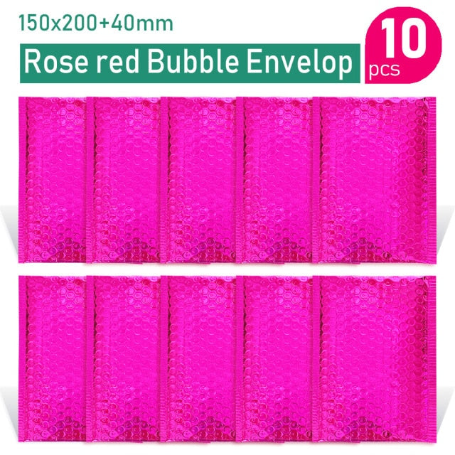 Oro/oro rosa/plata láser/rojo oscuro/púrpura/rosa rojo papel de aluminio burbuja Mailer CD/embalaje de pestañas envío sobres acolchados