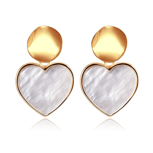 POXAM Neue Koreanische Aussage Runde Ohrringe Für Frauen Geometrische Gold Shell Flaum Baumeln Ohrringe Brincos 2020 Modeschmuck
