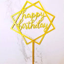 Happy Birthday Love Flag Cake Topper Acrylic Letter Gold Silver Cake Top Flag Decoration for Birthday Party Wedding Supplies