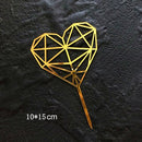 Happy Birthday Love Flag Cake Topper Acrylic Letter Gold Silver Cake Top Flag Decoration for Birthday Party Wedding Supplies