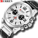 Relojes CURREN para hombre, marca de lujo, reloj de pulsera deportivo resistente al agua, cronógrafo, cuarzo, militar, cuero genuino, reloj Masculino