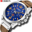 Relojes CURREN para hombre, marca de lujo, reloj de pulsera deportivo resistente al agua, cronógrafo, cuarzo, militar, cuero genuino, reloj Masculino